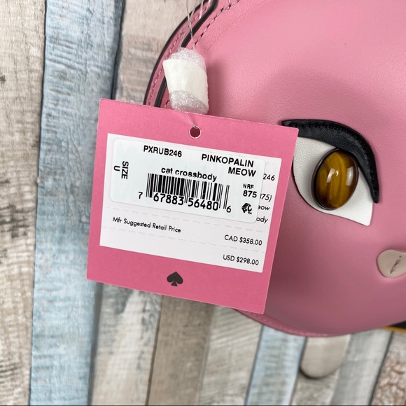 New Kate Spade Pink Meow Cat Crossbody Purse Bag - Picture 4 of 8